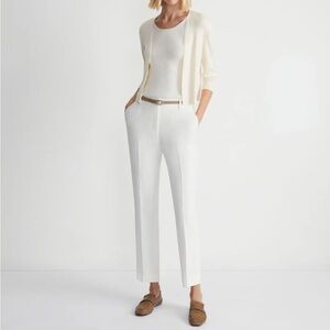 $598 LAFAYETTE 148 White Finesse Crepe Clinton Ankle Pants Sz 8